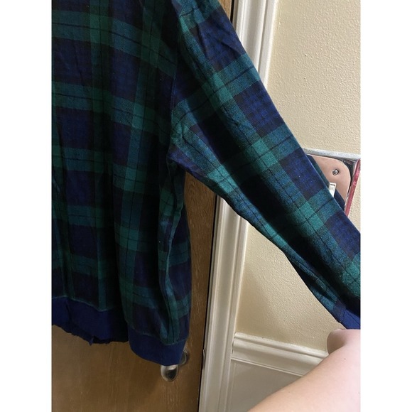 Vintage Eccotoo Navy Green Plaid Button Up Cardigan Collared Gold Buttons 1X - Picture 16 of 16